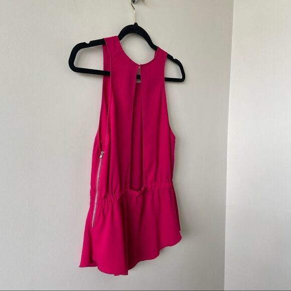 Aritzia-wilfred Raspberry Keyhole Back Peplum Tank Blouse (Size:Small) - Picture 8 of 10